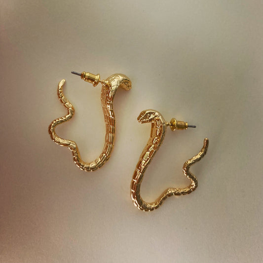 Gold Snake hoop earrings