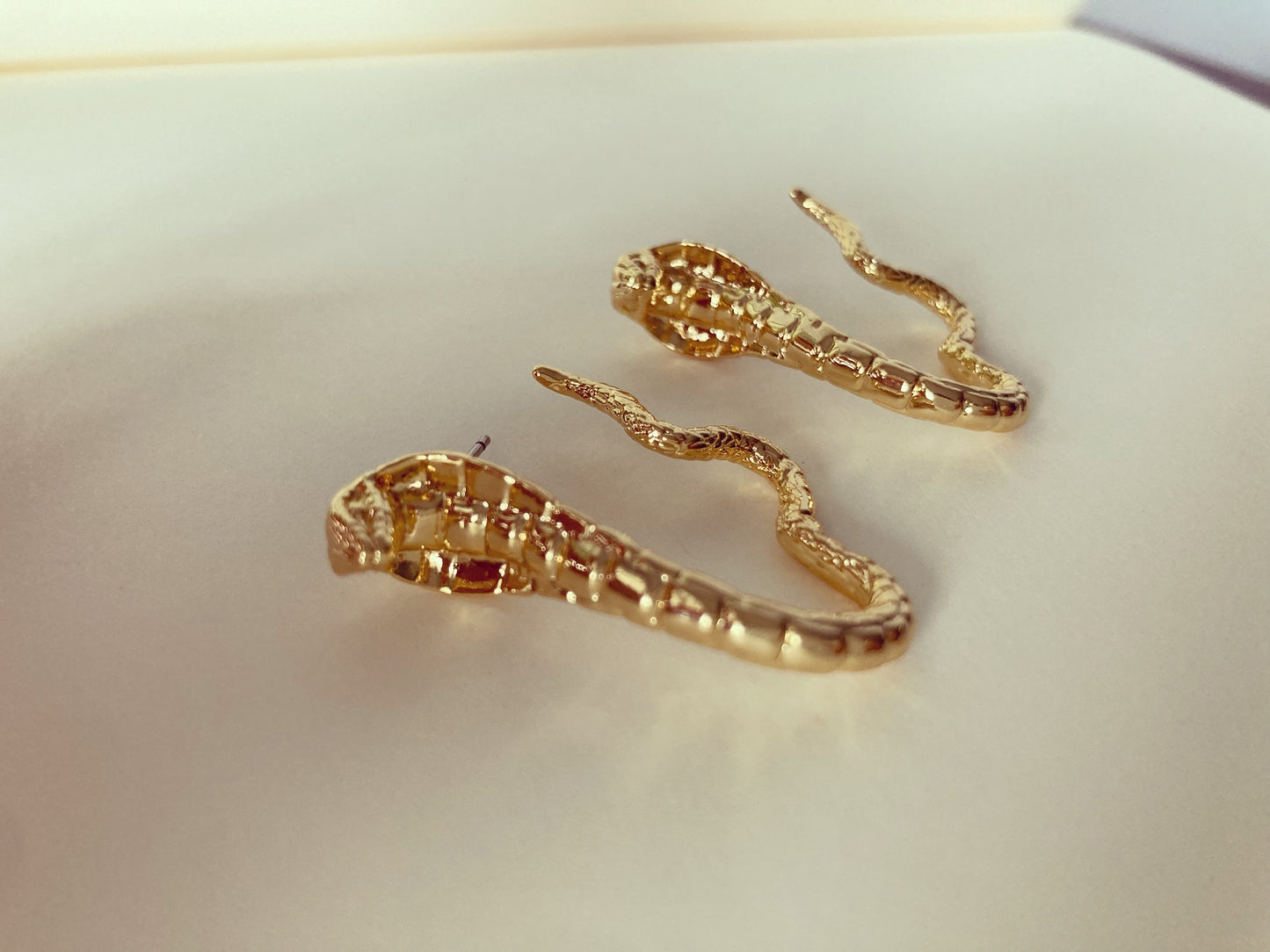 Gold Snake hoop earrings