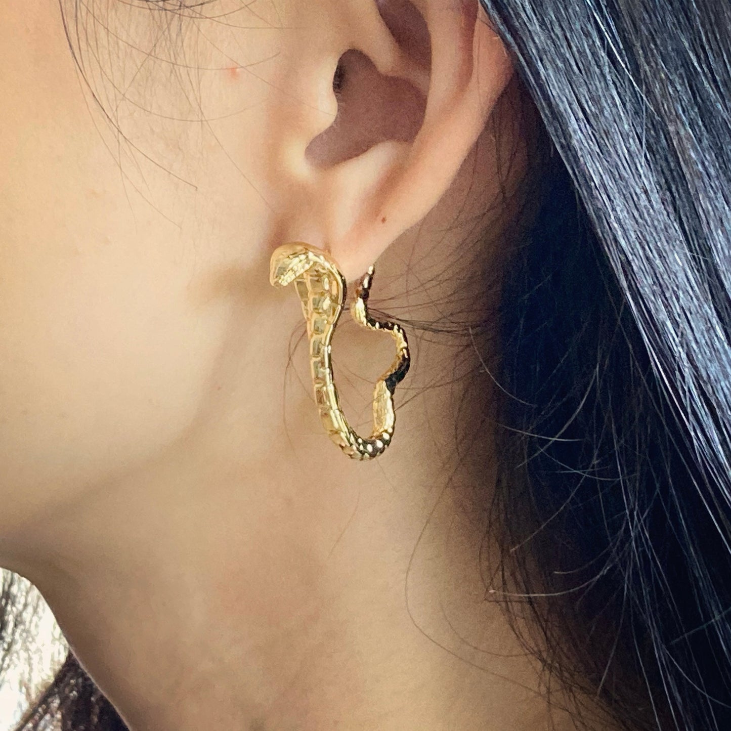 Gold Snake hoop earrings