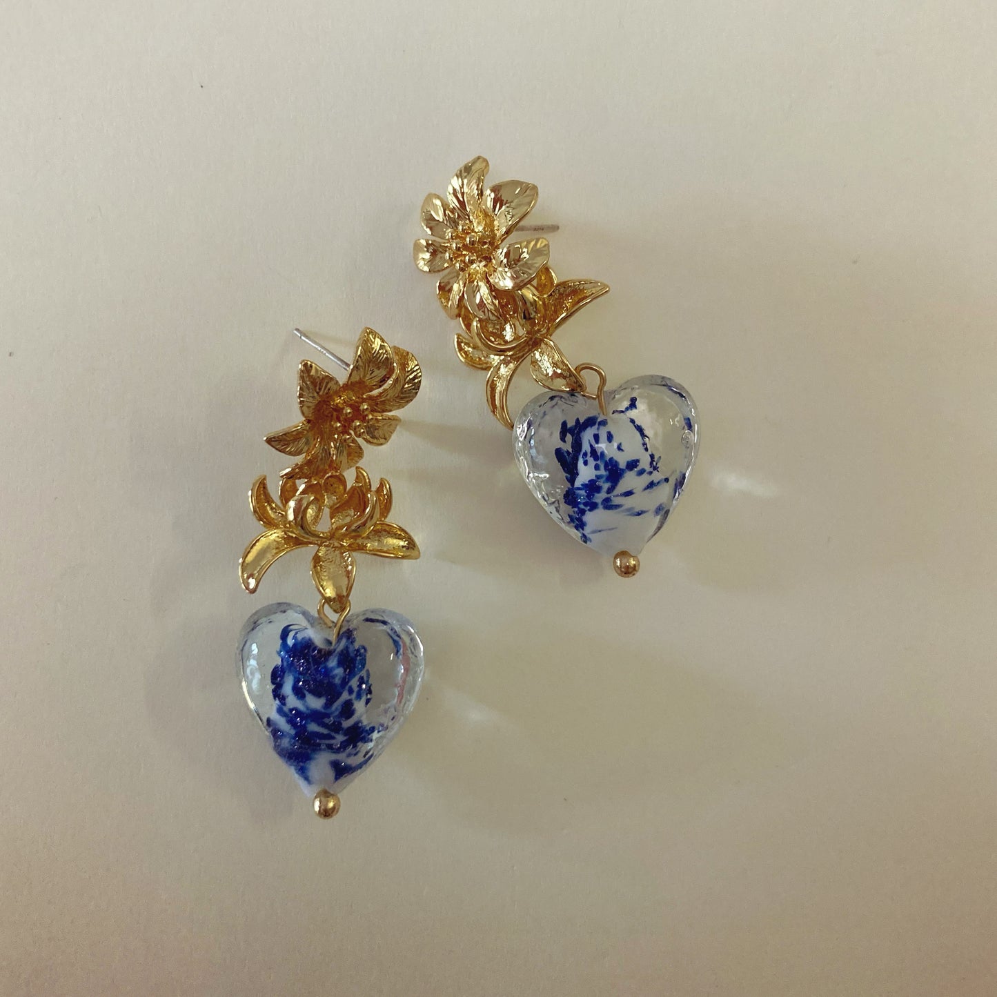 Floral Porcelain Murano Glass Earrings