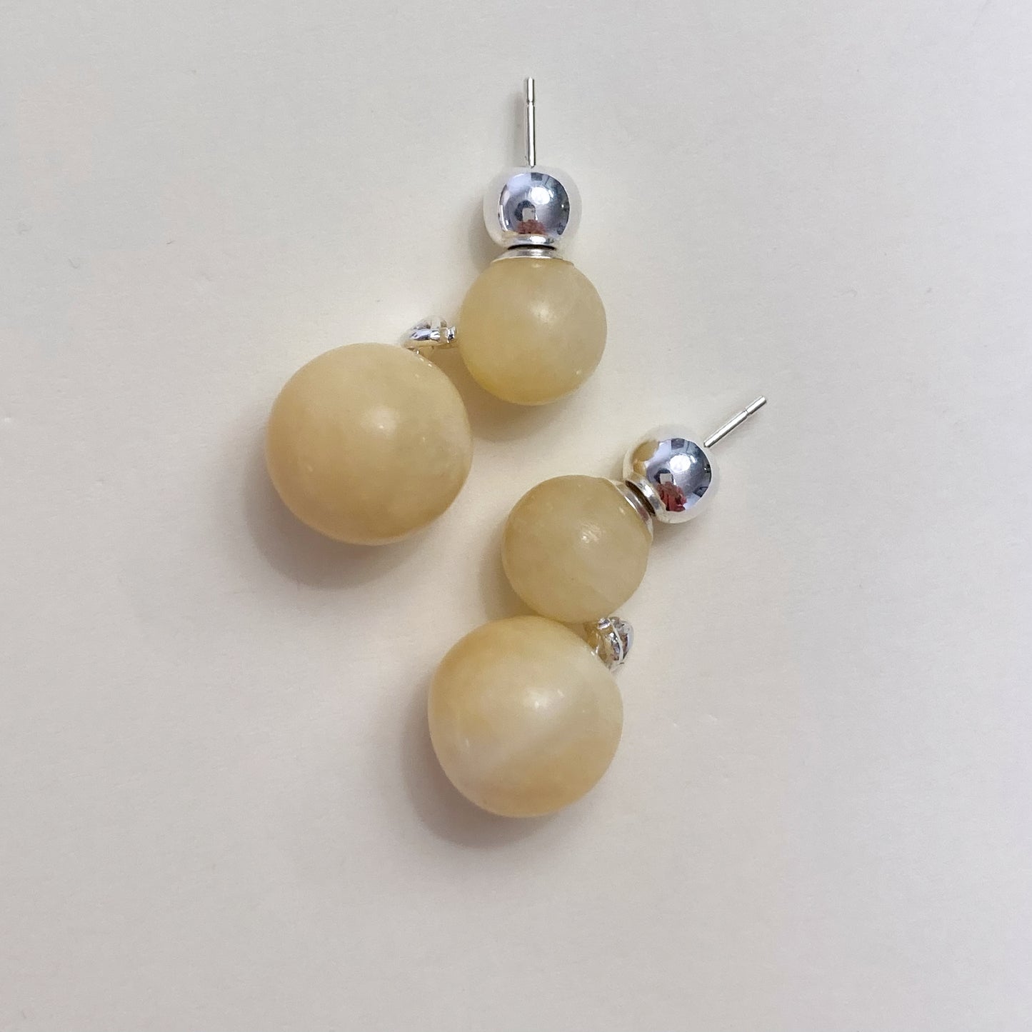 Dual-Sphere drop earrings in nature stone