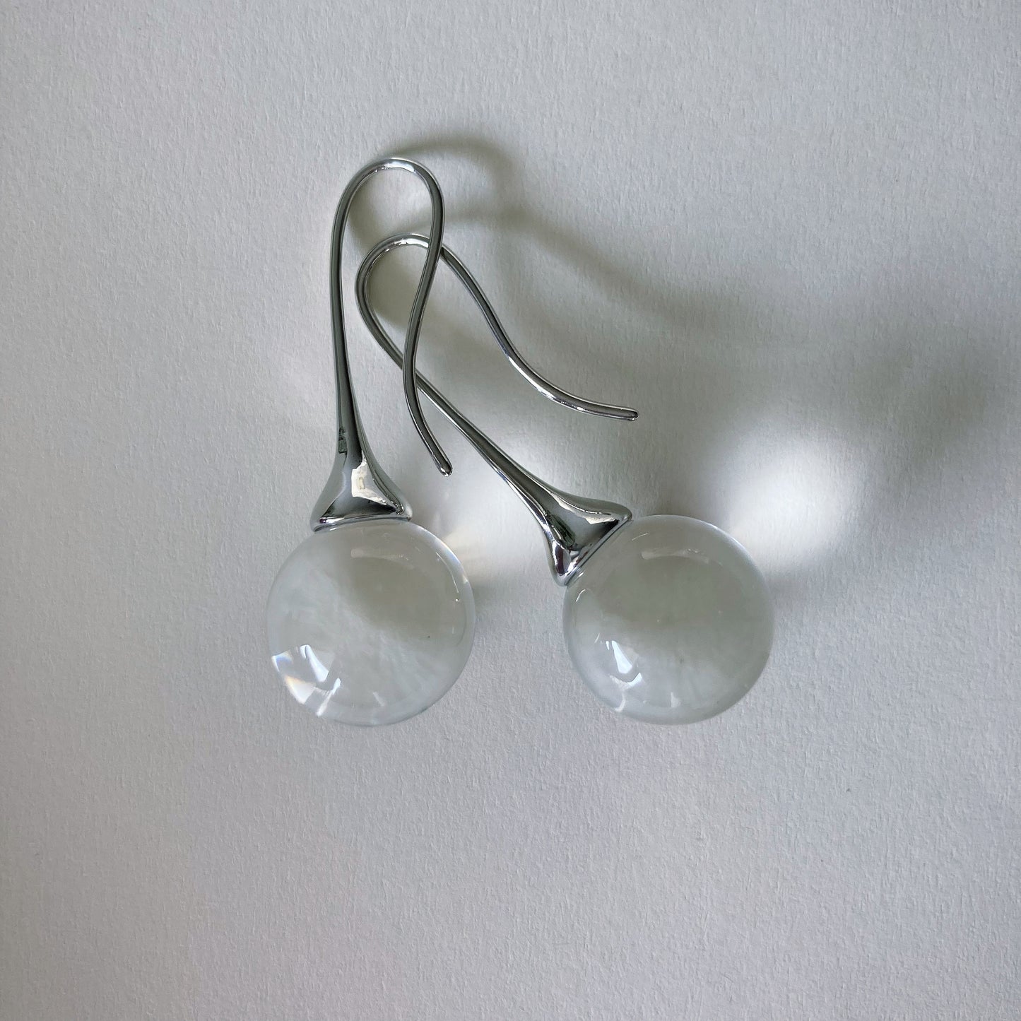 Clear Quartz and Black Onyx ball drop Earrings