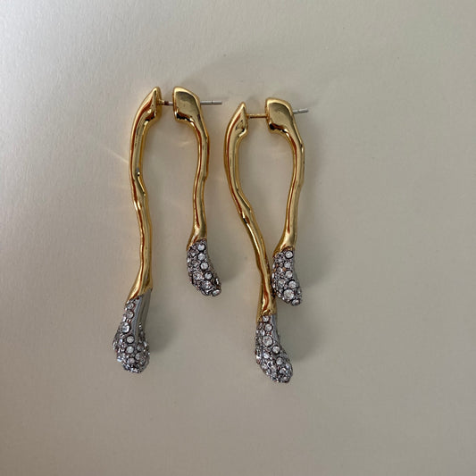 Elegant Long water drop Earrings with Sparkle diamond