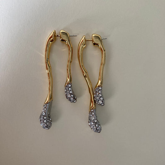 Long water drop Earrings with Sparkle diamond