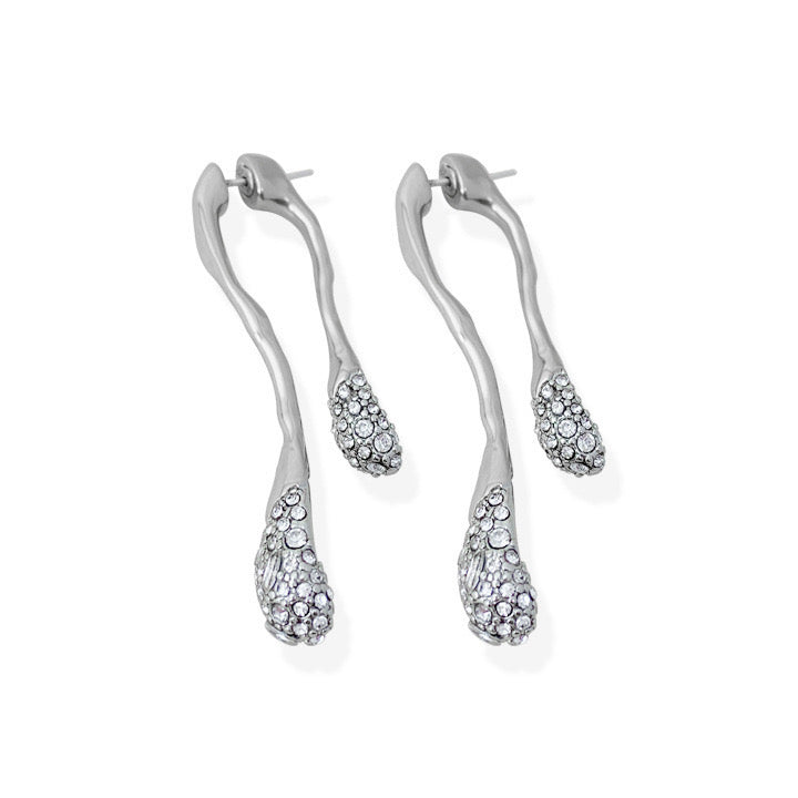 Long water drop Earrings with Sparkle diamond