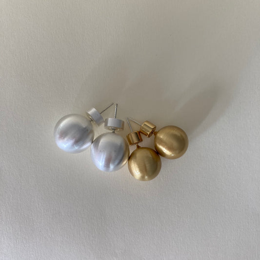 Brushed Hollow Ball Stud Earrings
