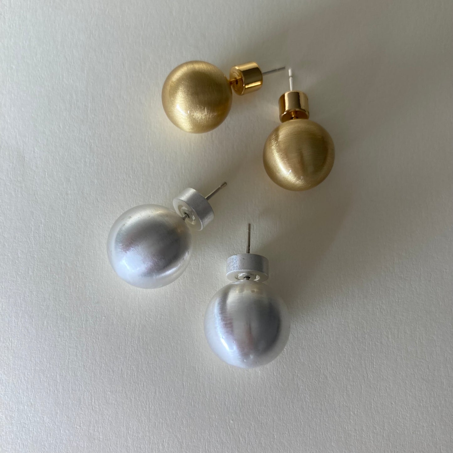 Brushed Hollow Ball Stud Earrings