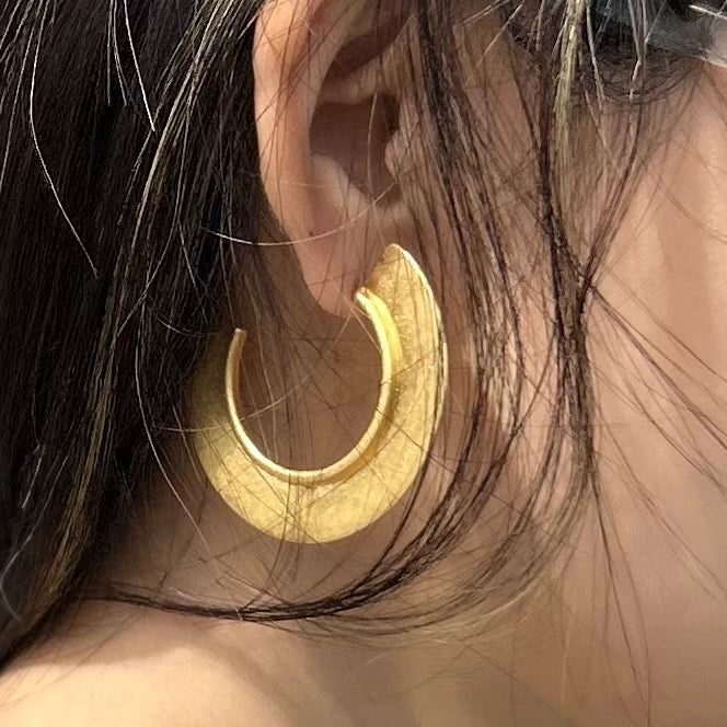 Gold Geometric Semi-Circle Hoops