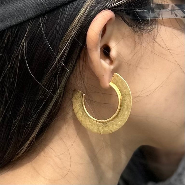 Gold Geometric Semi-Circle Hoops