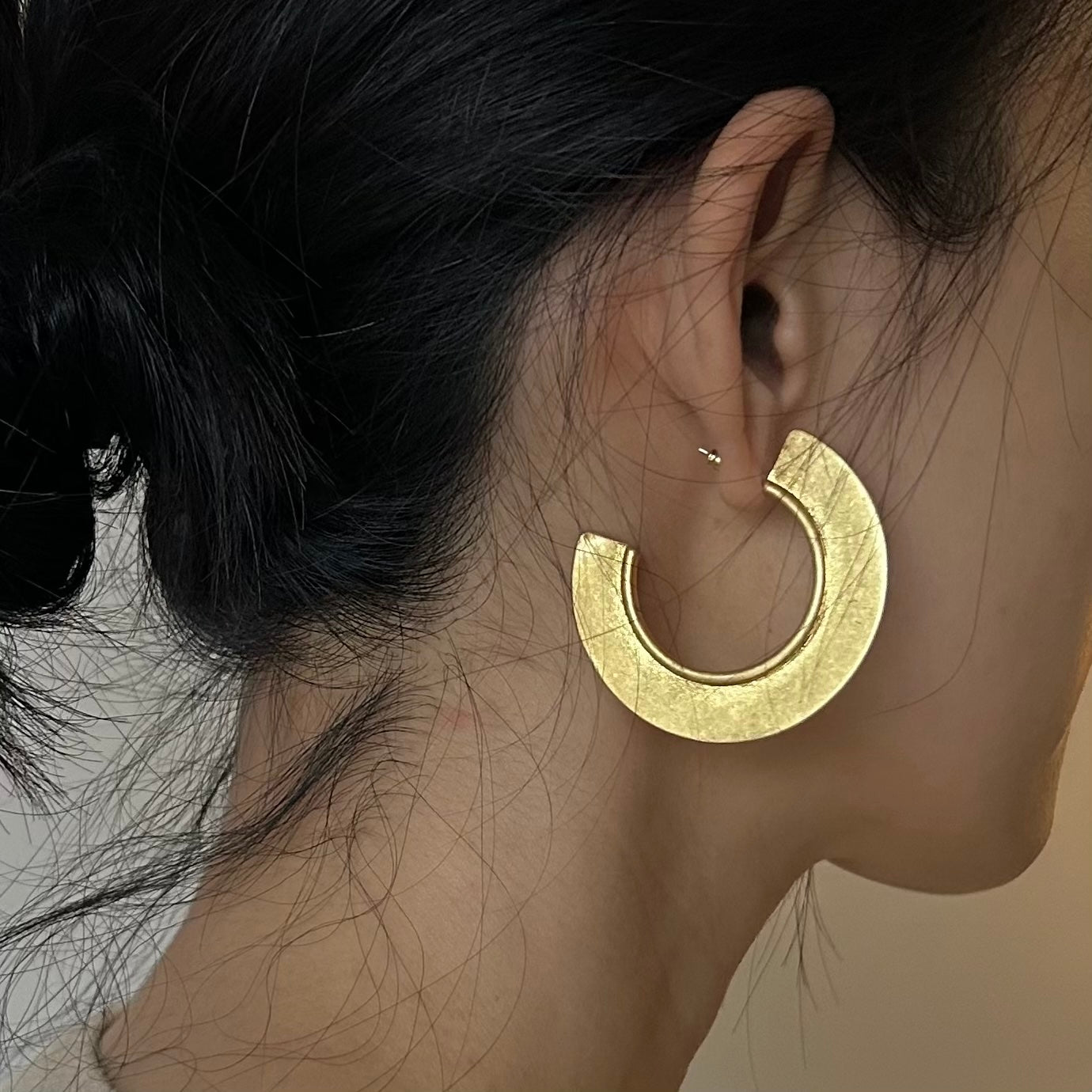 Gold Geometric Semi-Circle Hoops