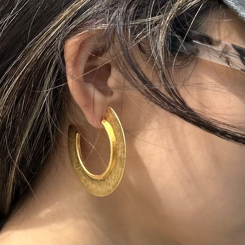 Gold Geometric Semi-Circle Hoops