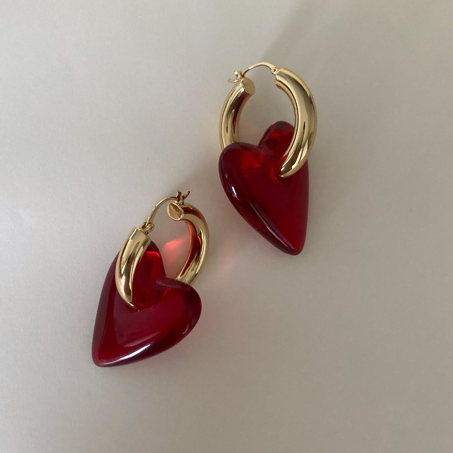 Red Heart Drop Hoops