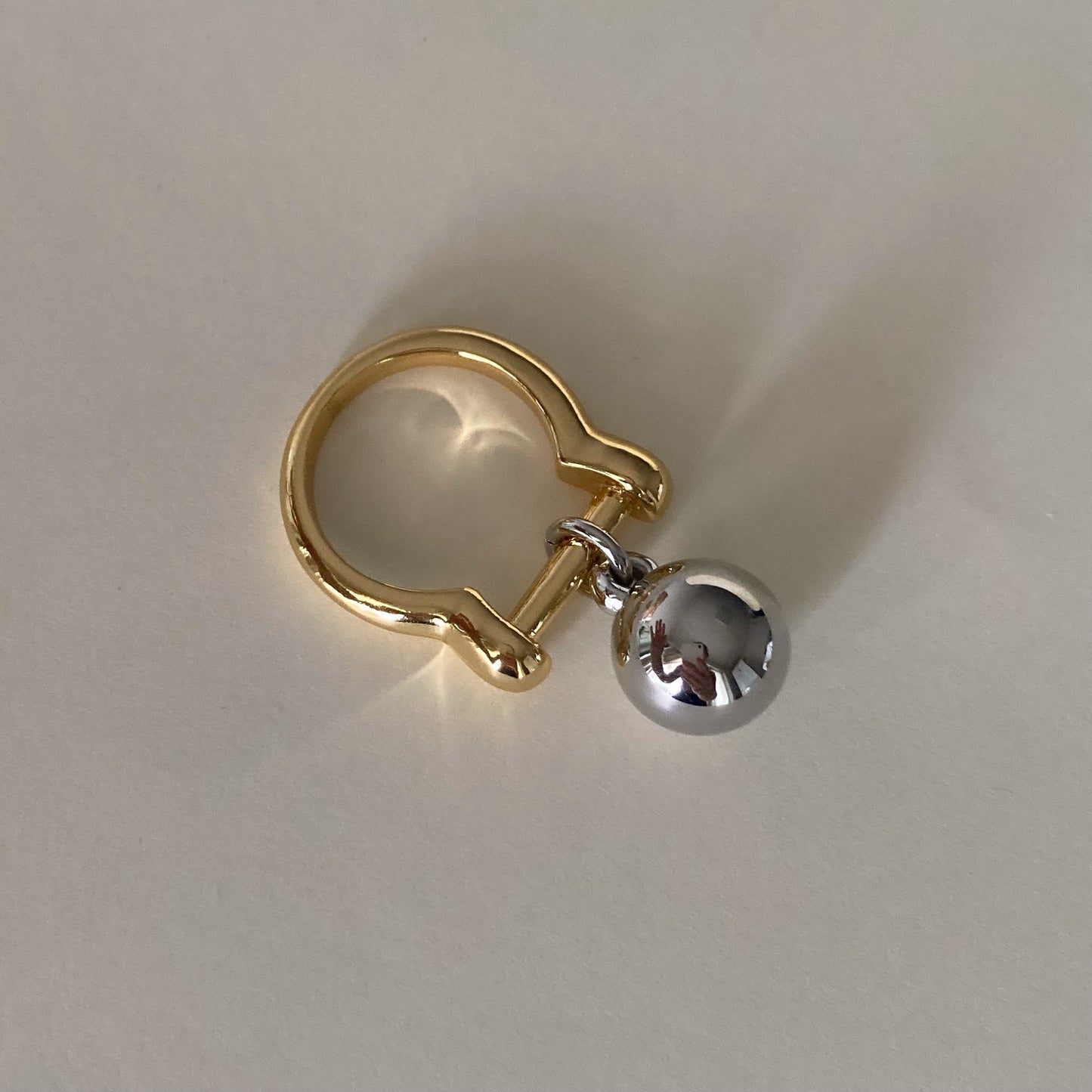 Dual Tone Orb Charm Ring