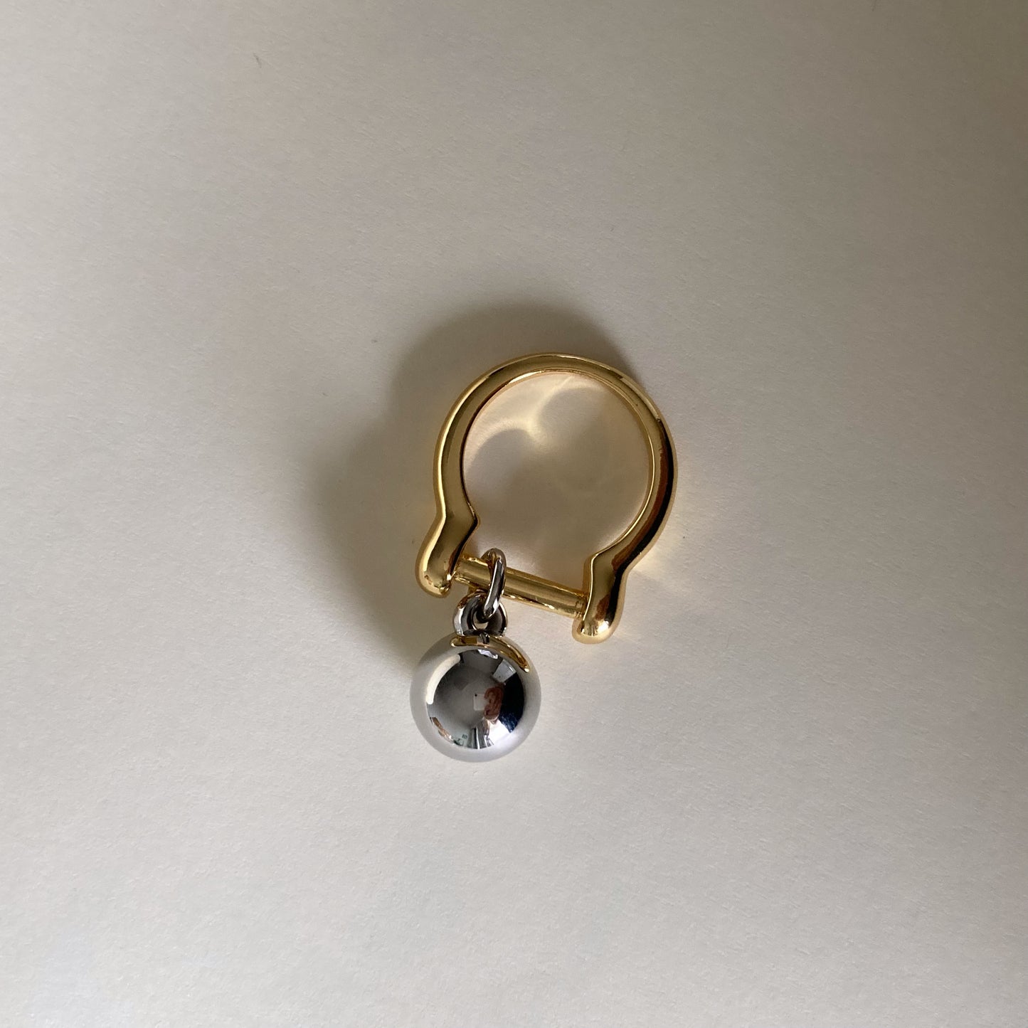 Dual Tone Orb Charm Ring